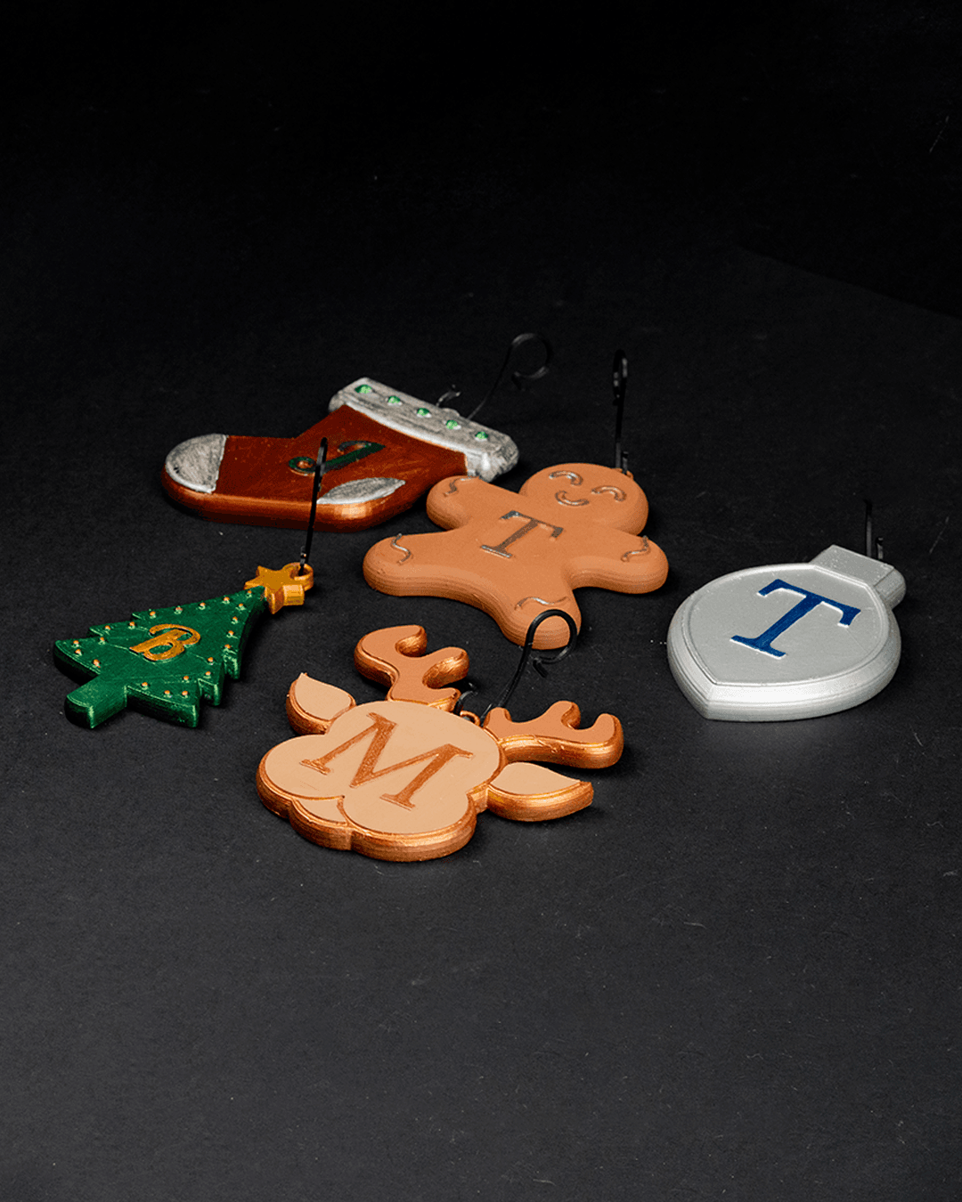 Feliratozható 3D nyomtatott karácsonyfadíszek - 5 db