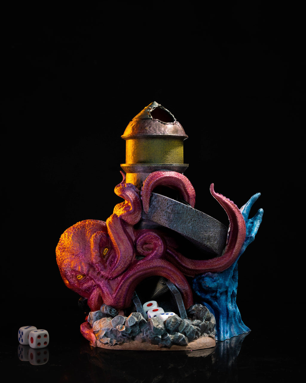 Kraken alakú társasjáték és RPG kockatorony - 23 cm